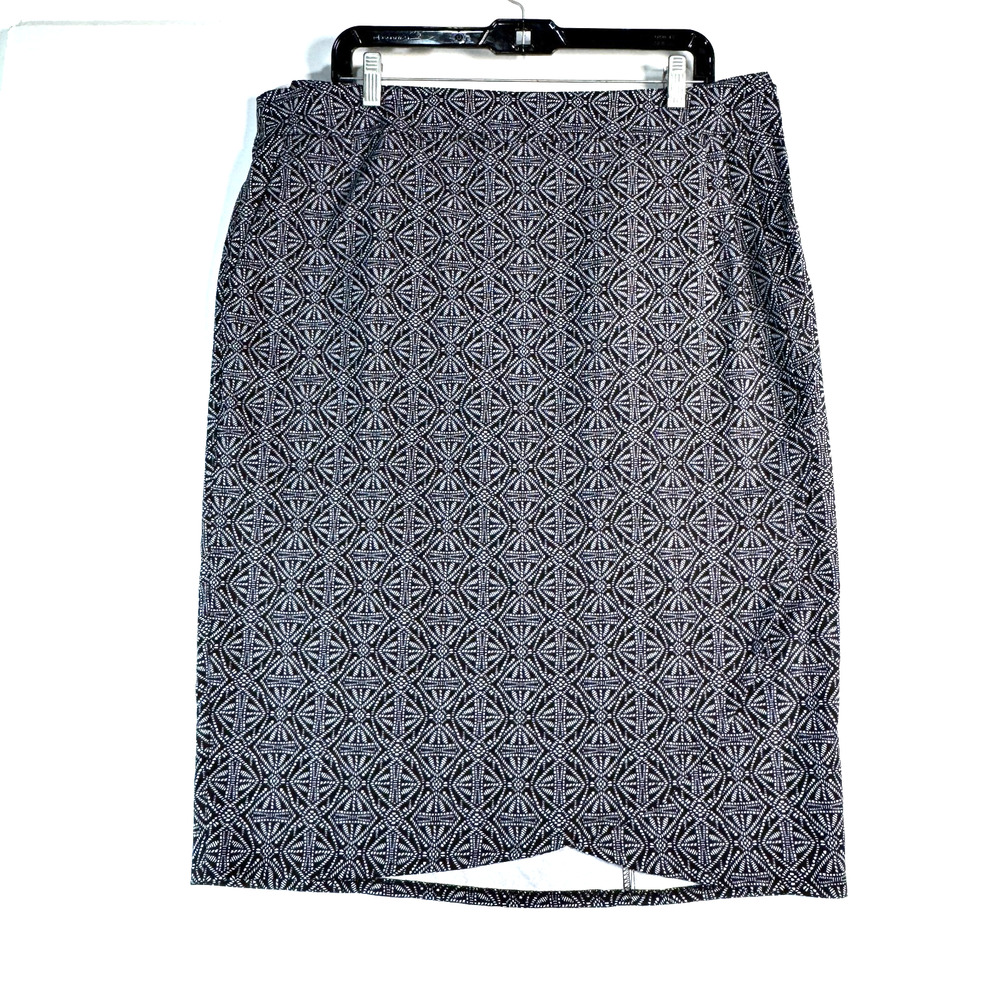 RipSkirt Geometric Print Wrap Midi Skirt Women's Plus Size XLarge Black White
